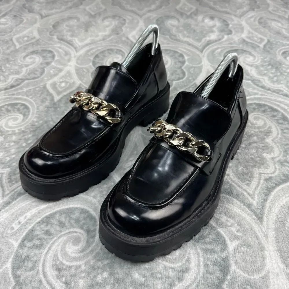 Womens Zara Low Heel Chain Loafers - Picture 1 of 8